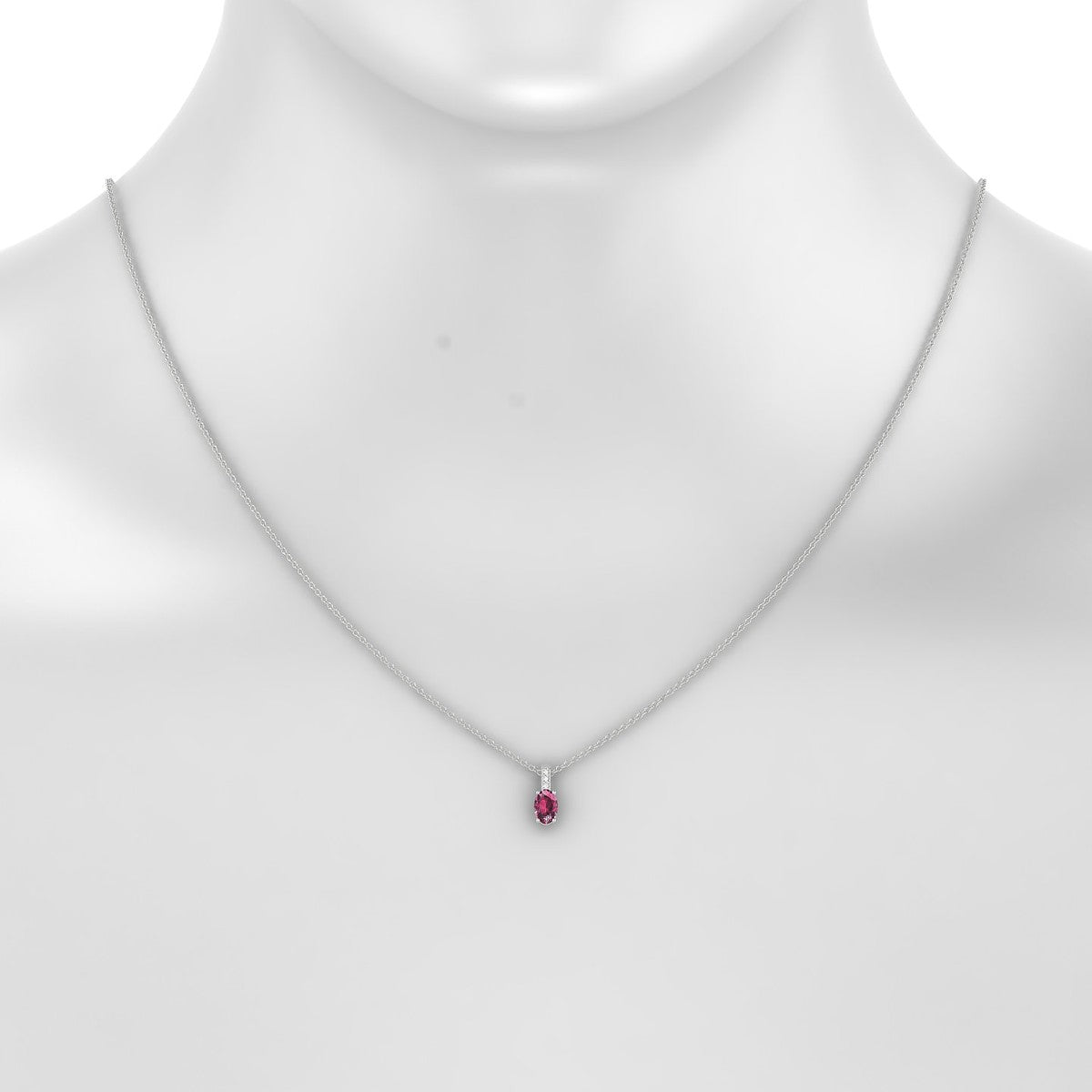 Exquisite | 18k White Gold 6 x 4 mm Oval Rhodolite Pendant