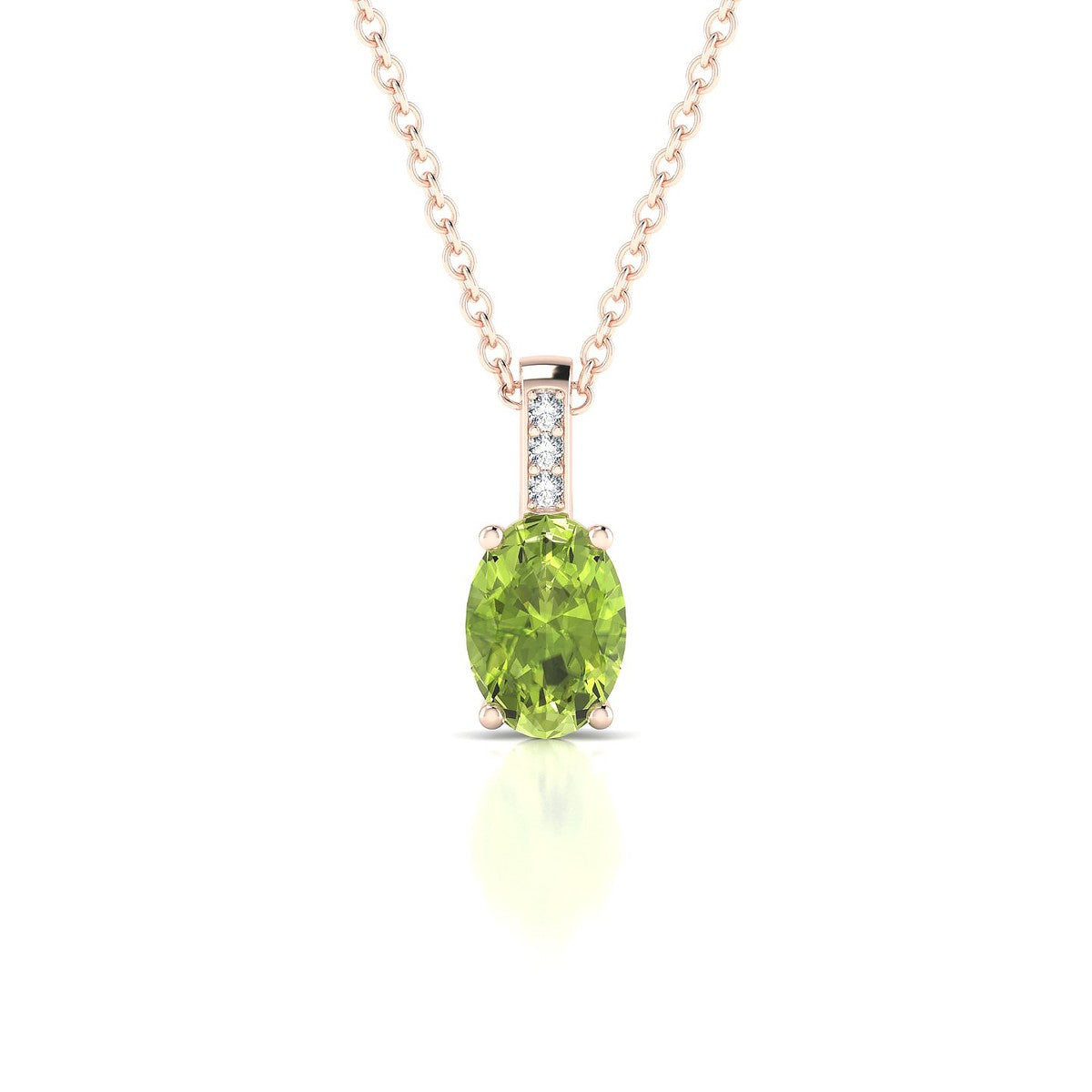Exquisite | 18k Rose Gold 7 x 5 mm Oval Peridot Pendant