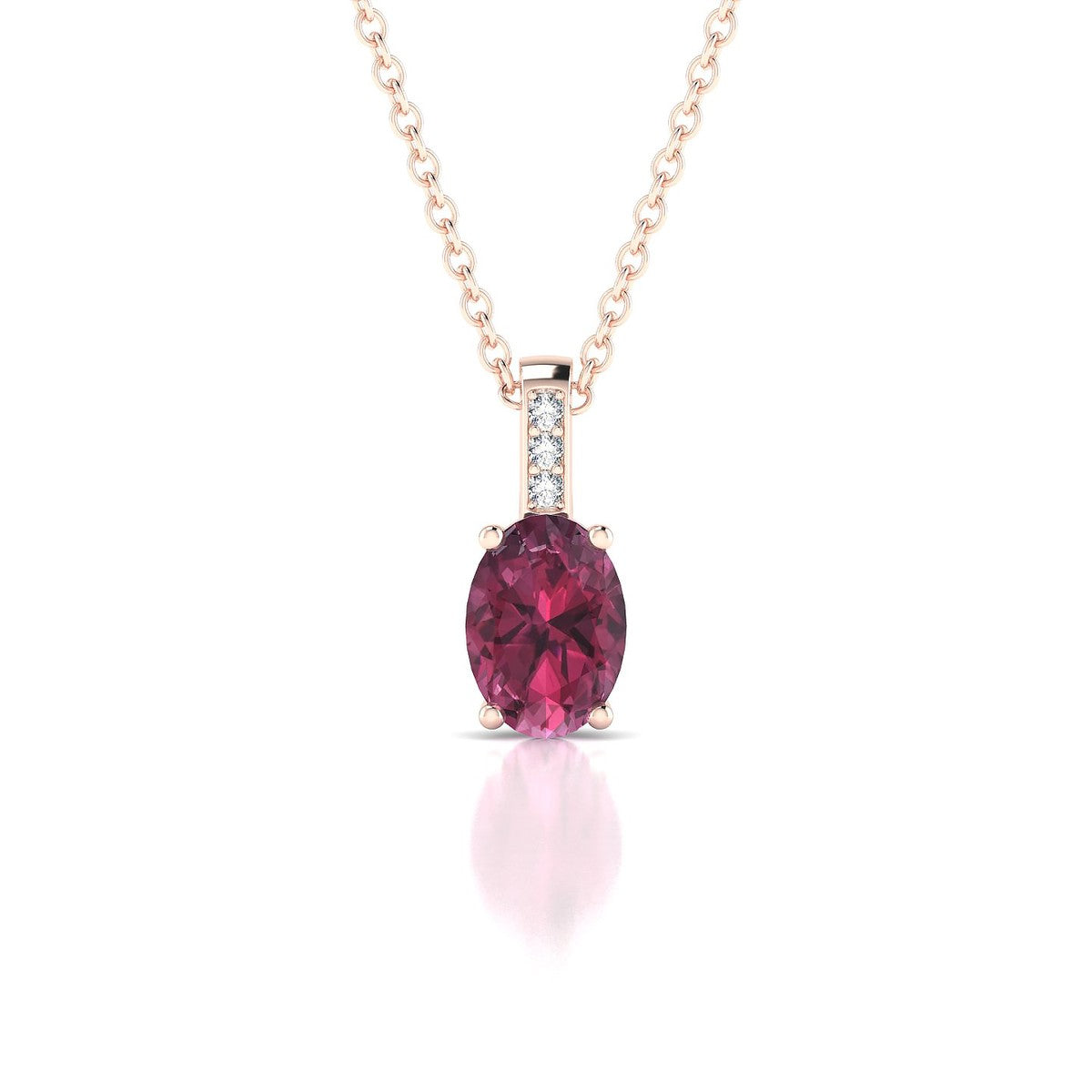 Exquisite | 18k Rose Gold 7 x 5 mm Oval Rhodolite Pendant