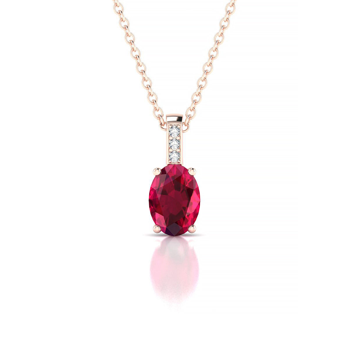 Exquisite | 18k Rose Gold 7 x 5 mm Oval Ruby Pendant