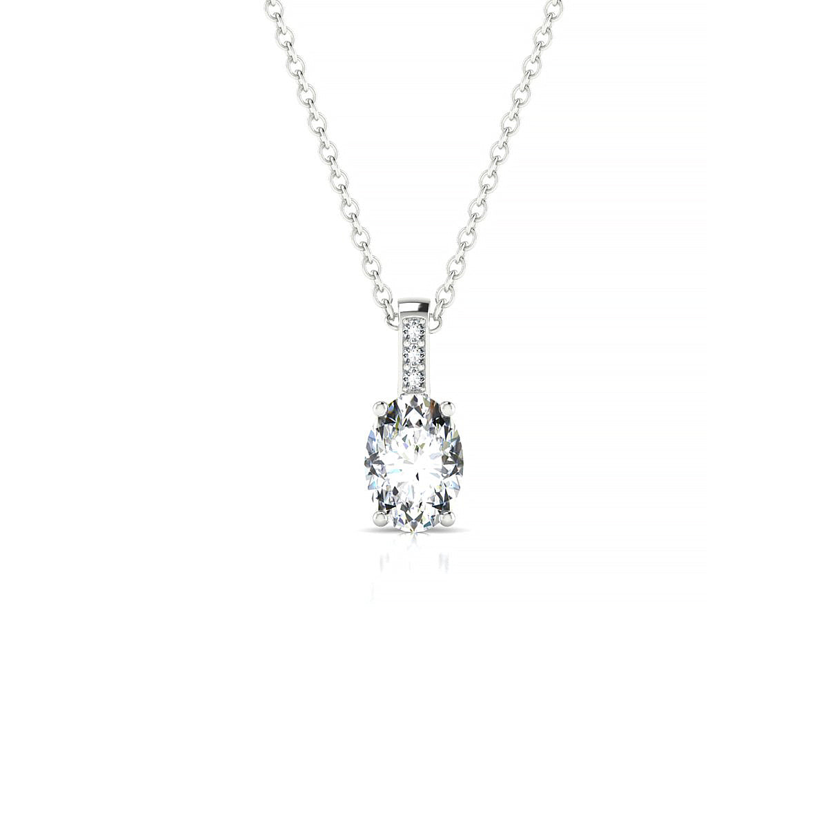 Exquisite | 18k White Gold 7 x 5 mm Oval Diamond Pendant