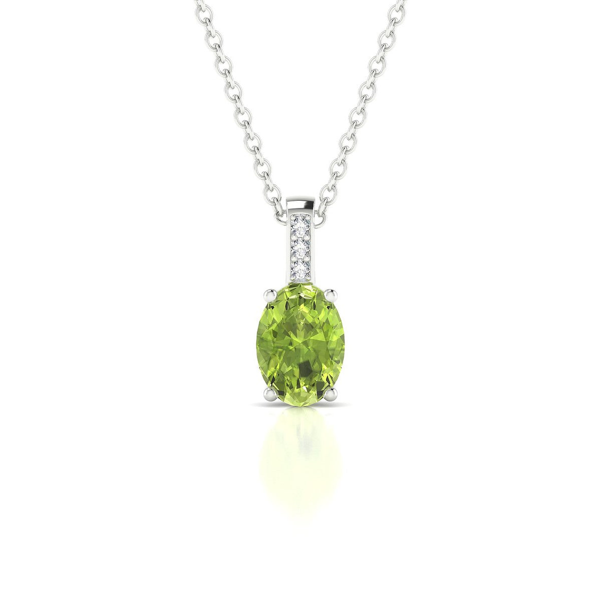 Exquisite | 18k White Gold 7 x 5 mm Oval Peridot Pendant