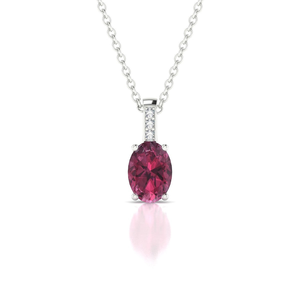 Exquisite | 18k White Gold 7 x 5 mm Oval Rhodolite Pendant