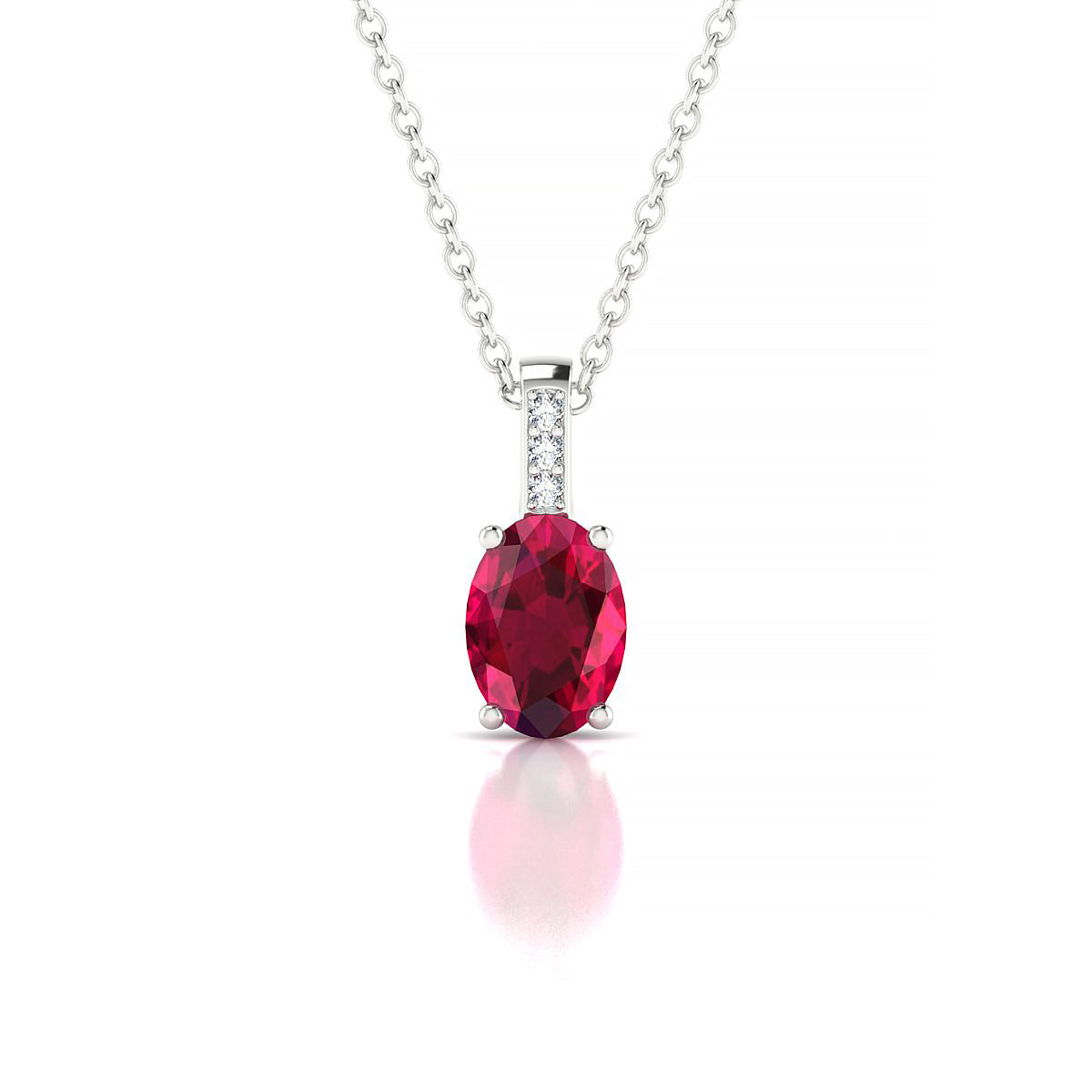 Exquisite | 18k White Gold 7 x 5 mm Oval Ruby Pendant
