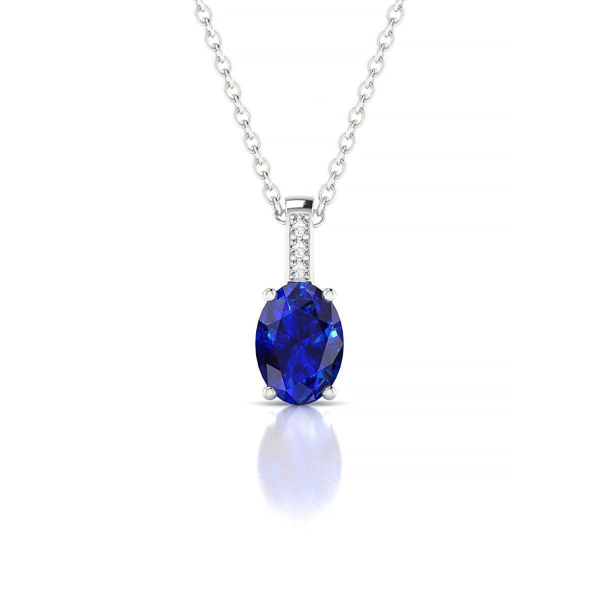 Exquisite | 18k White Gold 7 x 5 mm Oval Sapphire Pendant