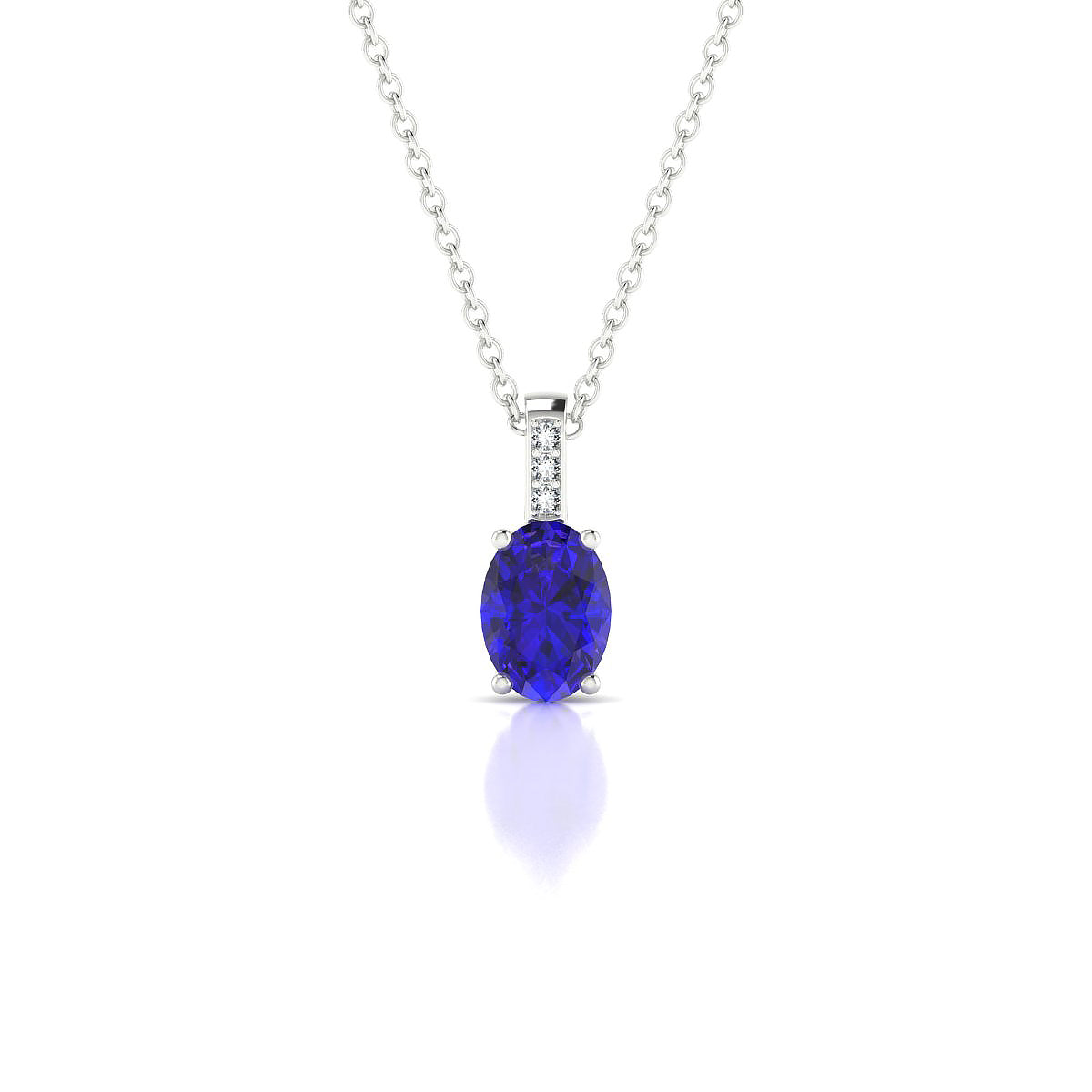 Exquisite | 18k White Gold 7 x 5 mm Oval Tanzanite Pendant