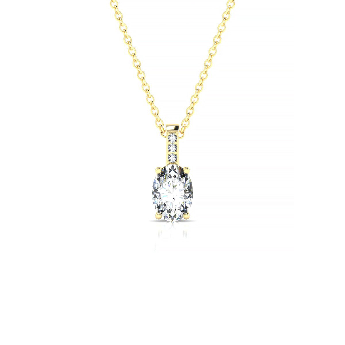Exquisite | 18k Yellow Gold 7 x 5 mm Oval Diamond Pendant