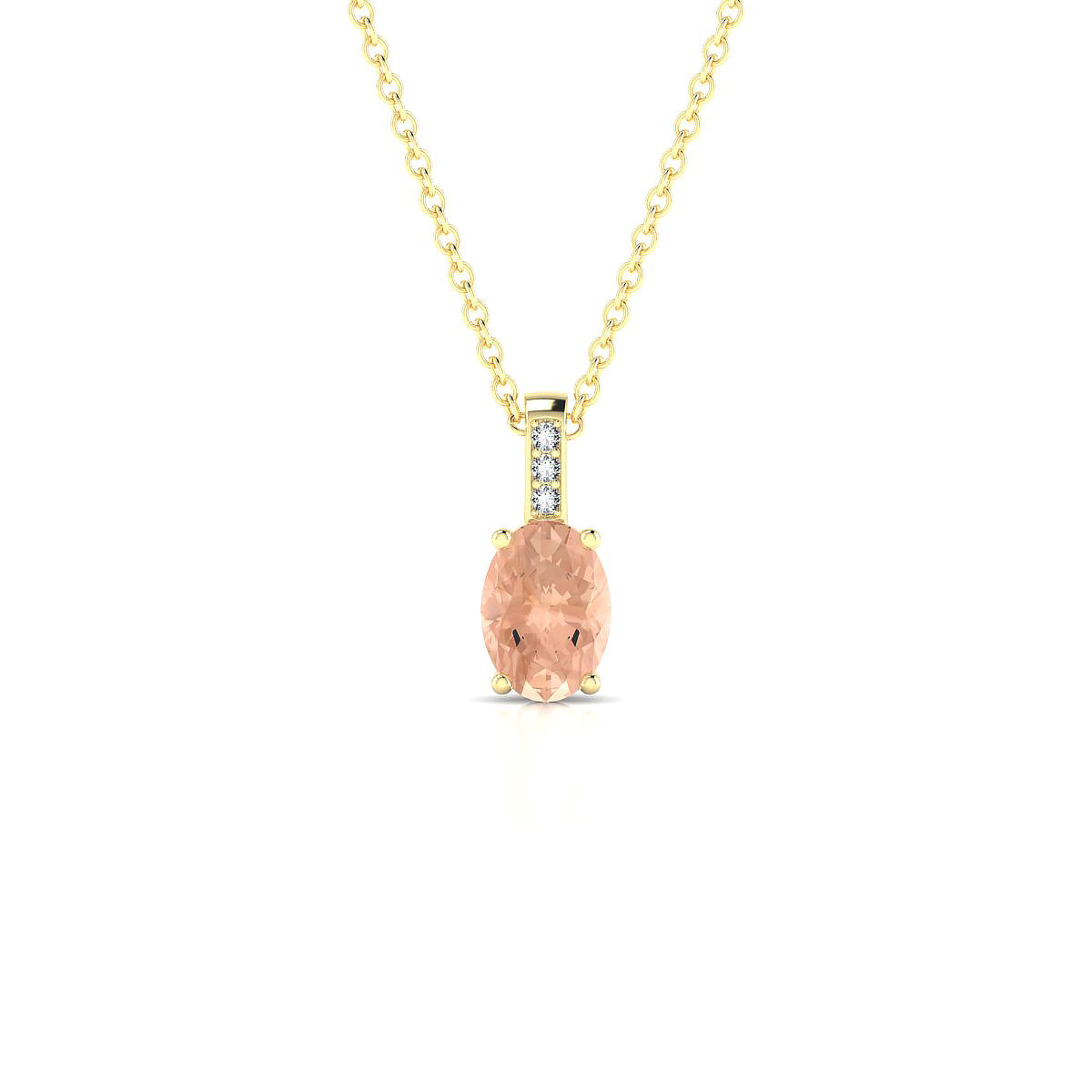 Exquisite | 18k Yellow Gold 7 x 5 mm Oval Morganite Pendant