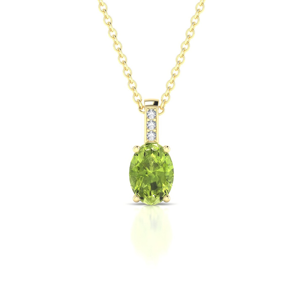 Exquisite | 18k Yellow Gold 7 x 5 mm Oval Peridot Pendant