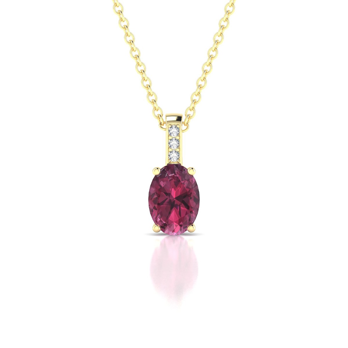Exquisite | 18k Yellow Gold 7 x 5 mm Oval Rhodolite Pendant