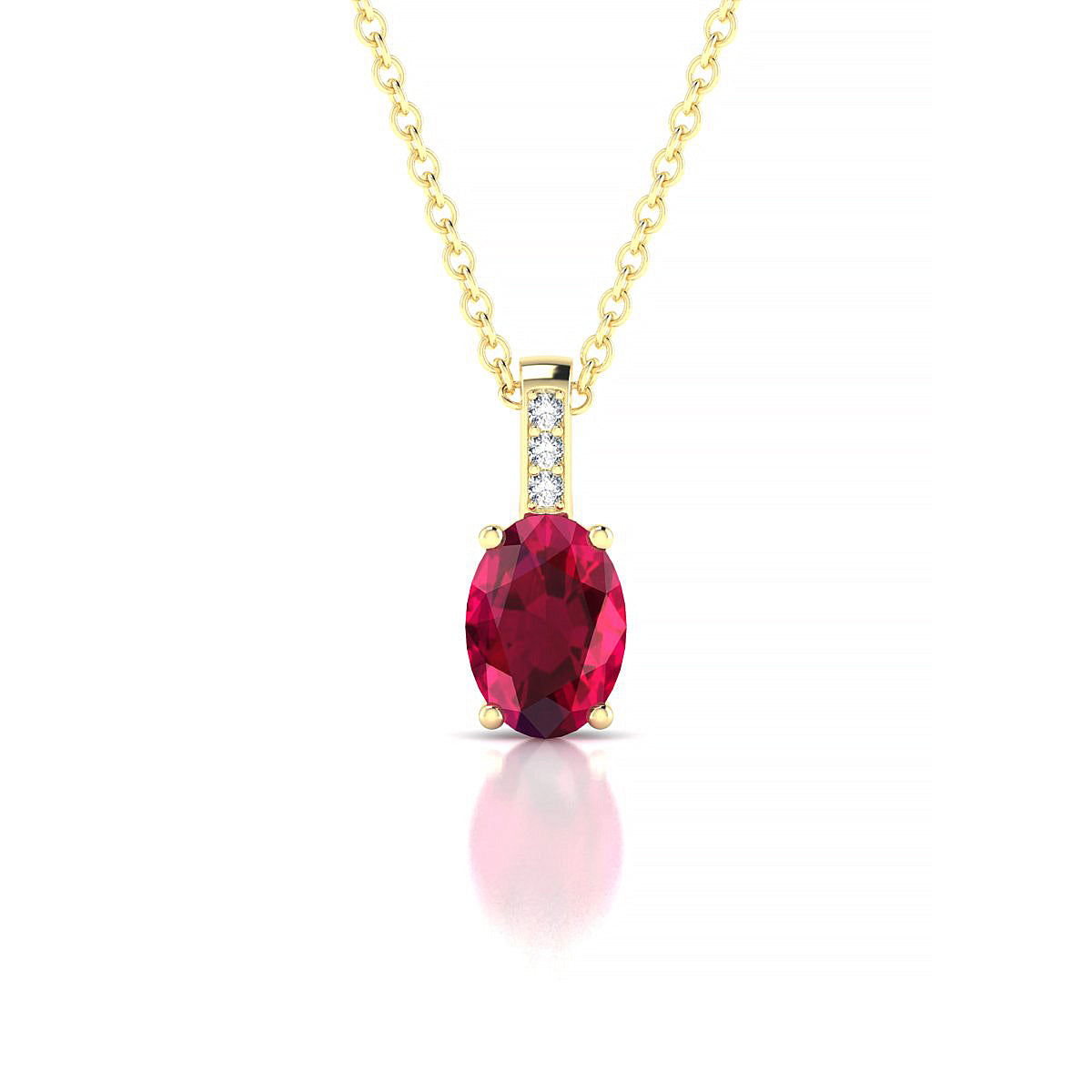 Exquisite | 18k Yellow Gold 7 x 5 mm Oval Ruby Pendant