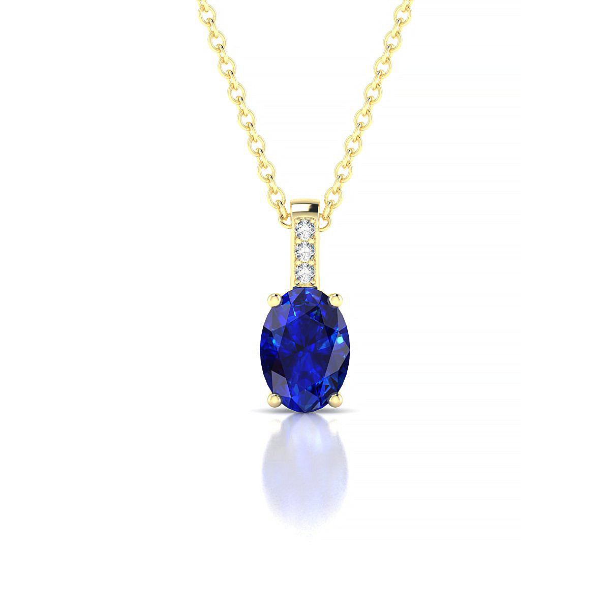 Exquisite | 18k Yellow Gold 7 x 5 mm Oval Sapphire Pendant