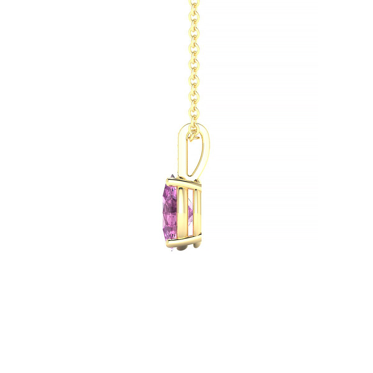 Exquisite | 18k Yellow Gold 7 x 5 mm Oval Pink Sapphire Pendant