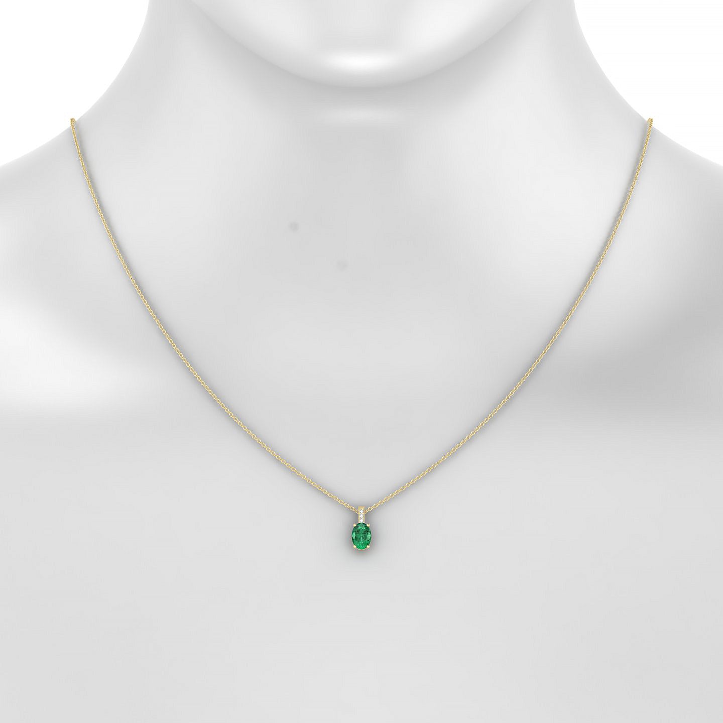 Exquisite | 18k Yellow Gold 7 x 5 mm Oval Emerald Pendant