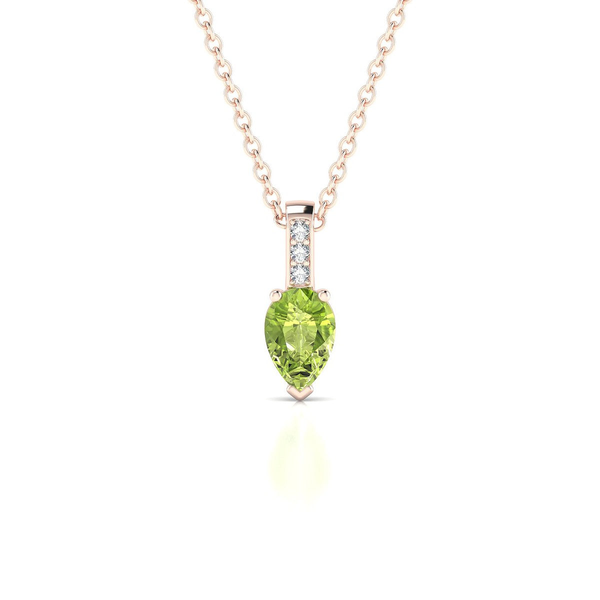 Exquisite | 18k Rose Gold 6 x 4 mm Pear Peridot Pendant