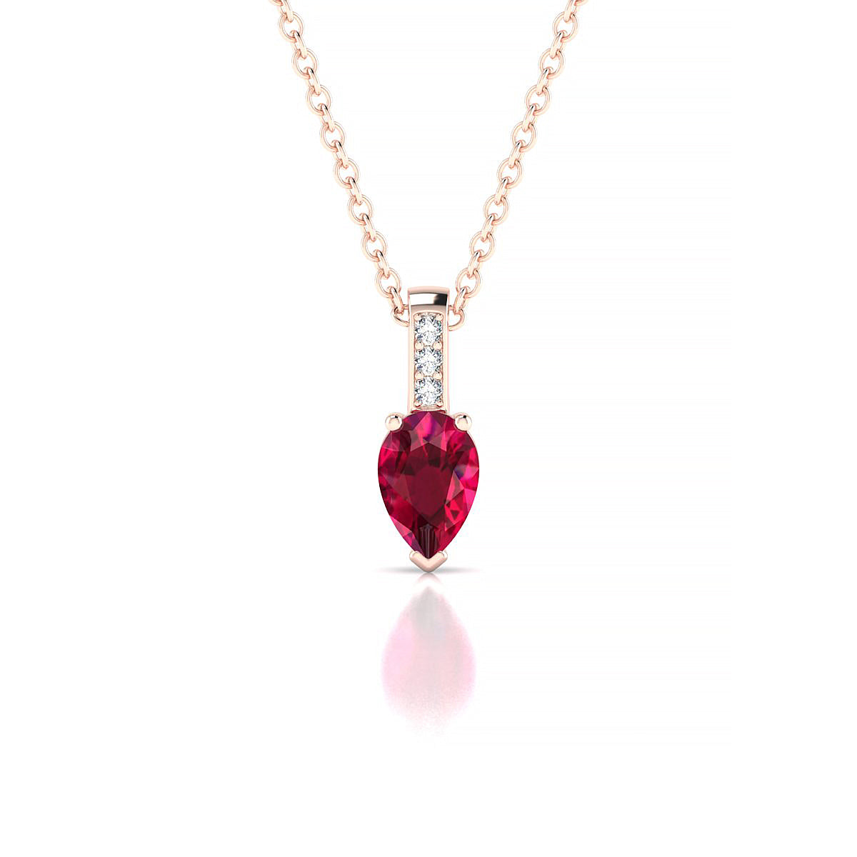 Exquisite | 18k Rose Gold 6 x 4 mm Pear Ruby Pendant