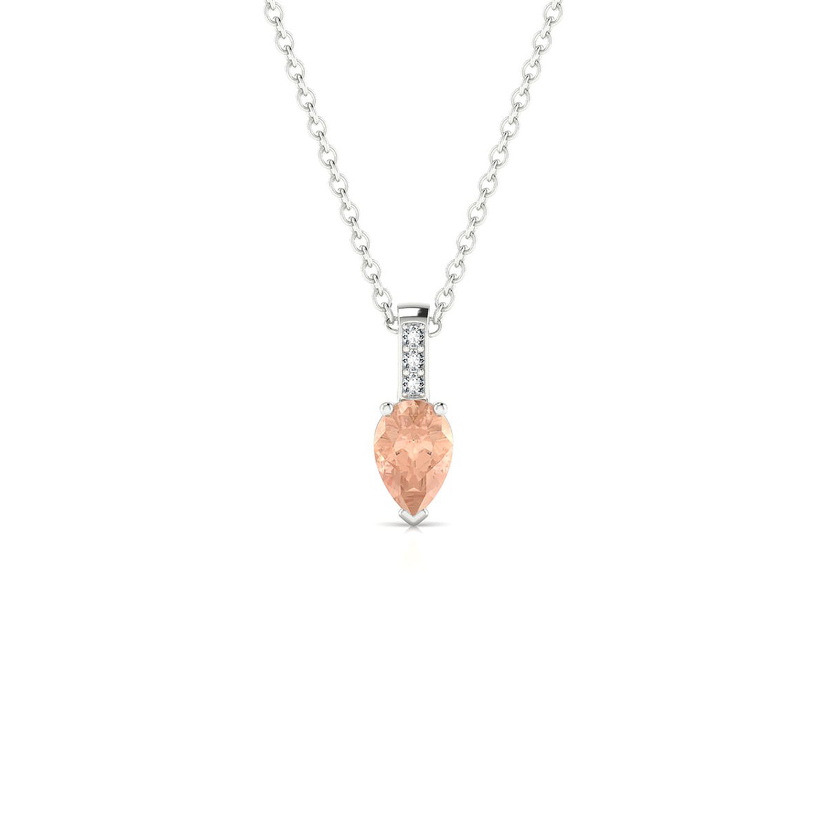 Exquisite | 18k White Gold 6 x 4 mm Pear Morganite Pendant