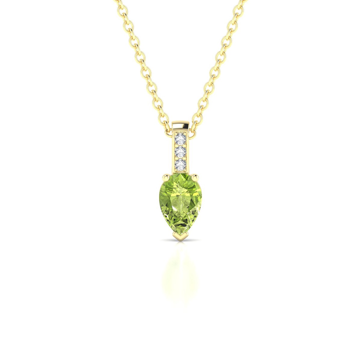 Exquisite | 18k Yellow Gold 6 x 4 mm Pear Peridot Pendant