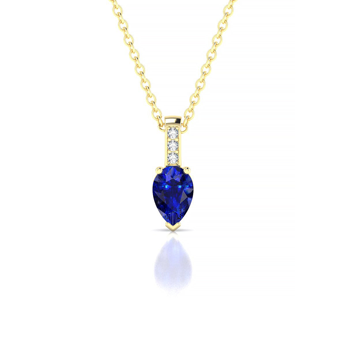 Exquisite | 18k Yellow Gold 6 x 4 mm Pear Sapphire Pendant