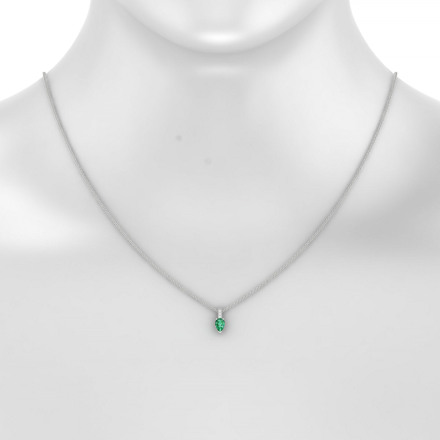 Exquisite | 18k White Gold 6 x 4 mm Pear Emerald Pendant