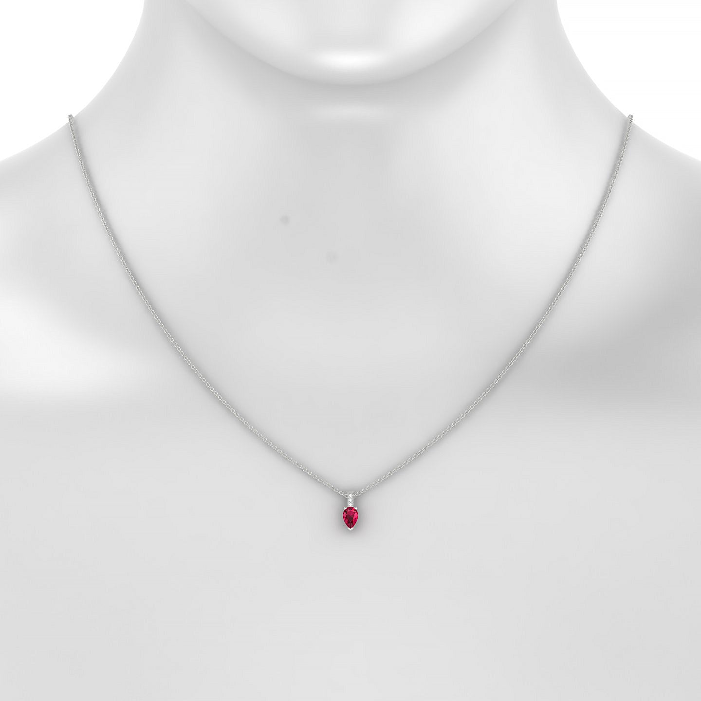 Exquisite | 18k White Gold 6 x 4 mm Pear Ruby Pendant
