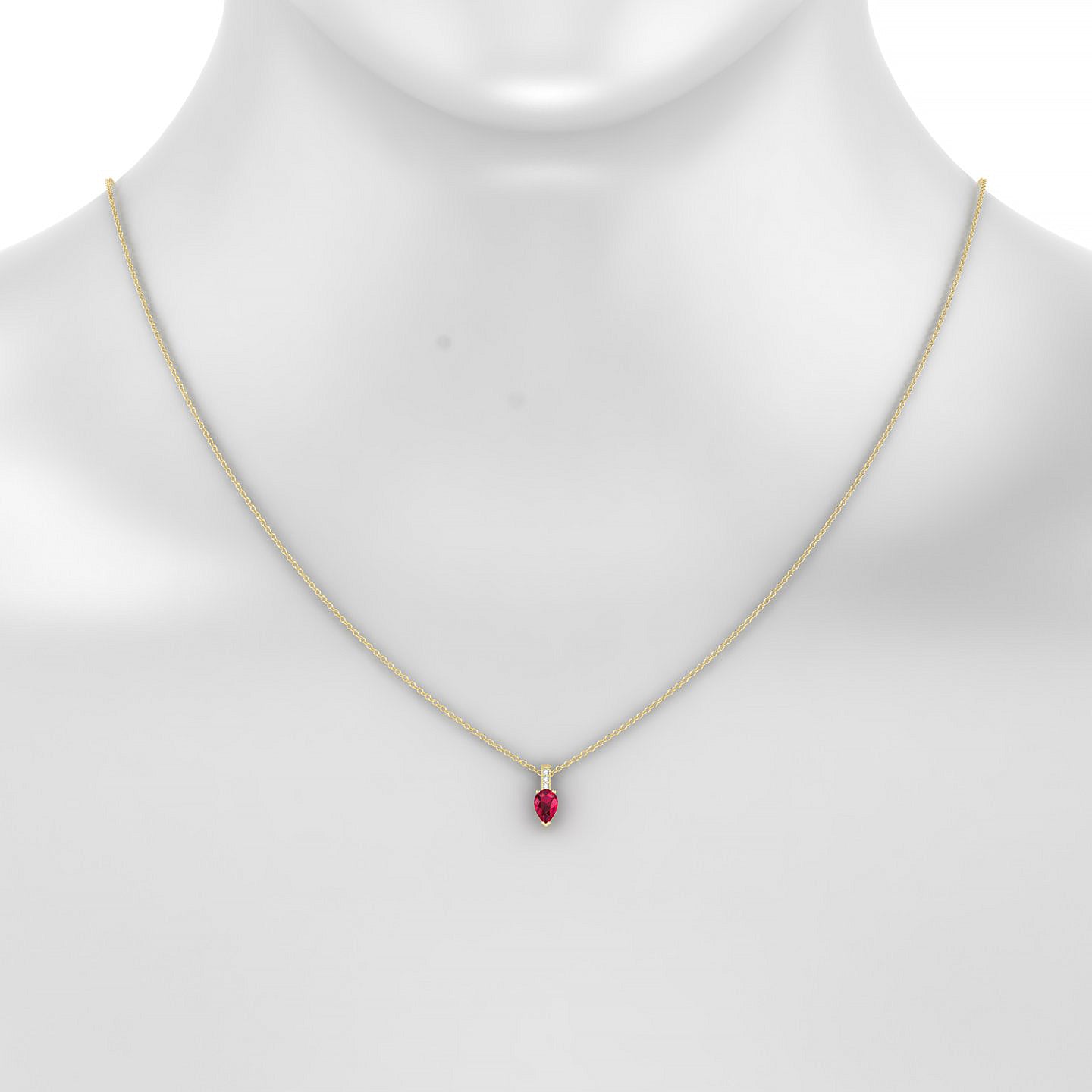 Exquisite | 18k Yellow Gold 6 x 4 mm Pear Ruby Pendant