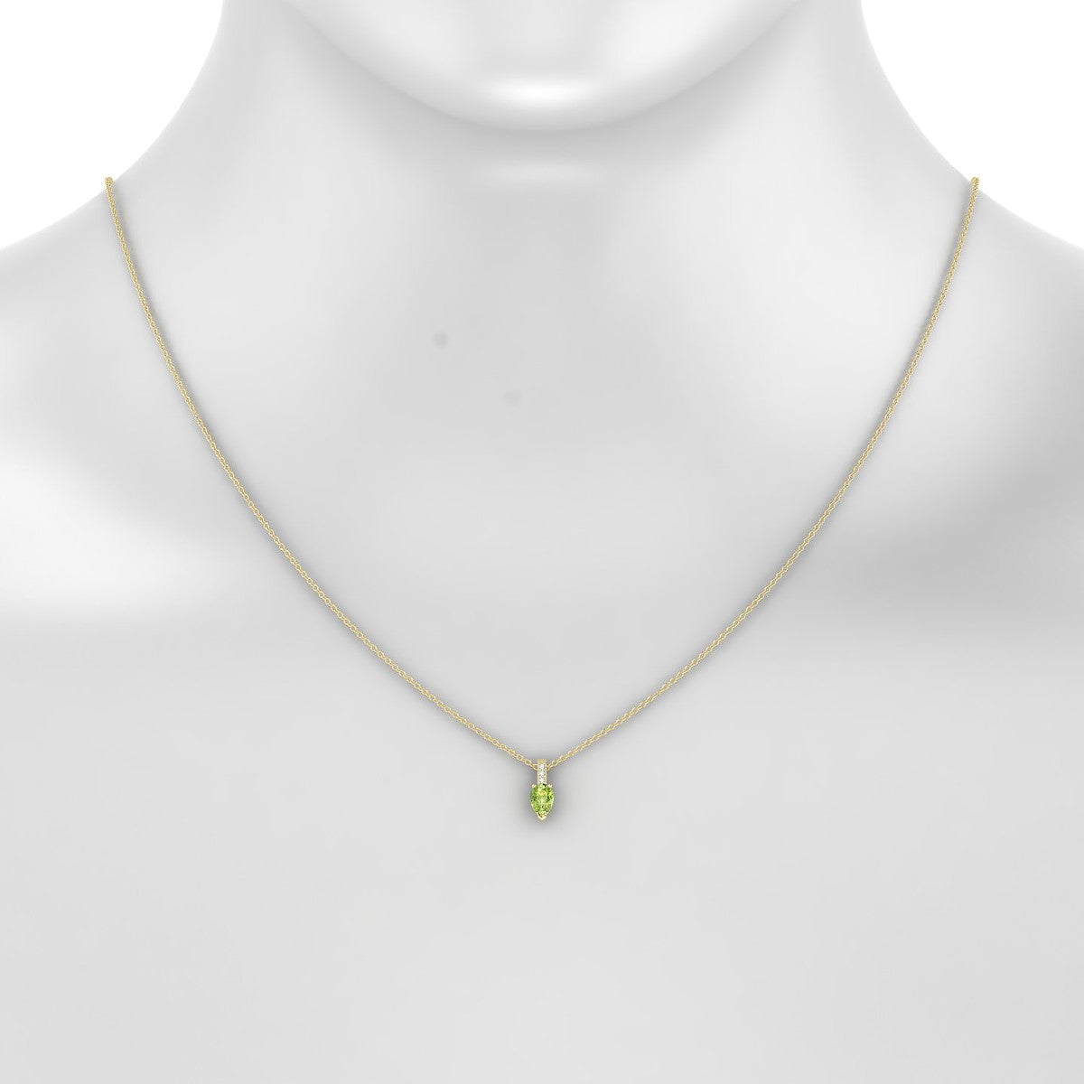 Exquisite | 18k Yellow Gold 6 x 4 mm Pear Peridot Pendant