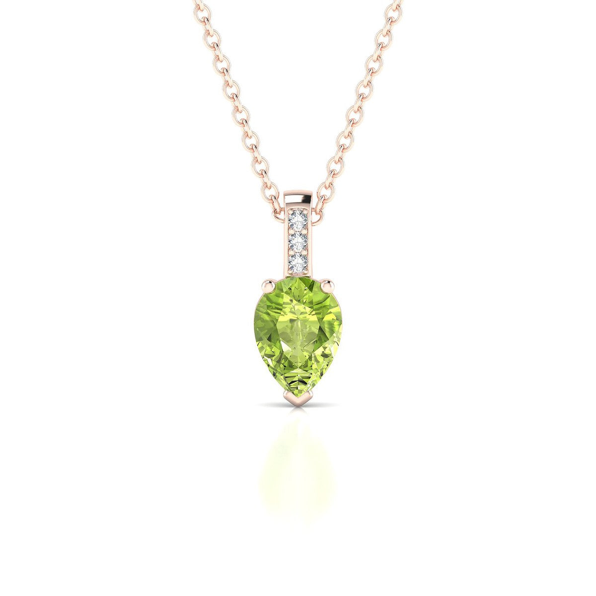 Exquisite | 18k Rose Gold 7 x 5 mm Pear Peridot Pendant
