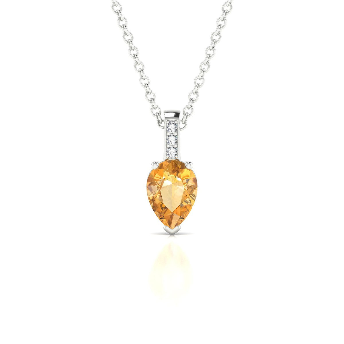 Exquisite | 18k White Gold 7 x 5 mm Pear Citrine Pendant