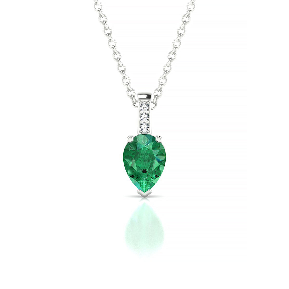 Exquisite | 18k White Gold 7 x 5 mm Pear Emerald Pendant
