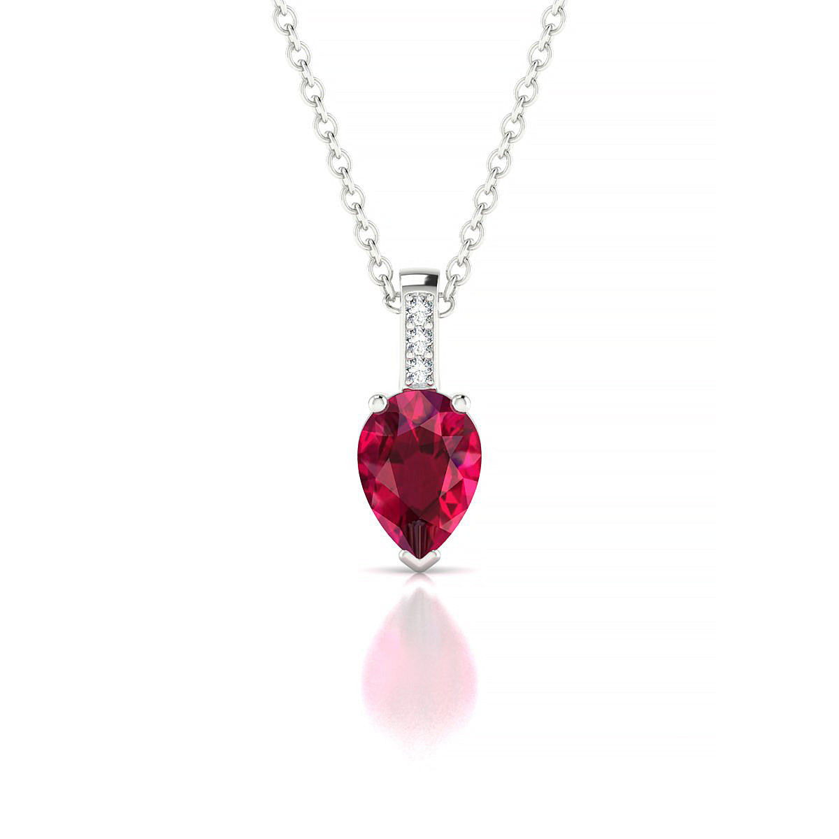 Exquisite | 18k White Gold 7 x 5 mm Pear Ruby Pendant