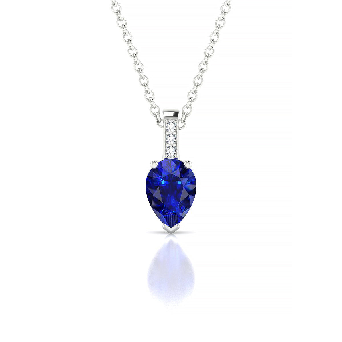 Exquisite | 18k White Gold 7 x 5 mm Pear Sapphire Pendant