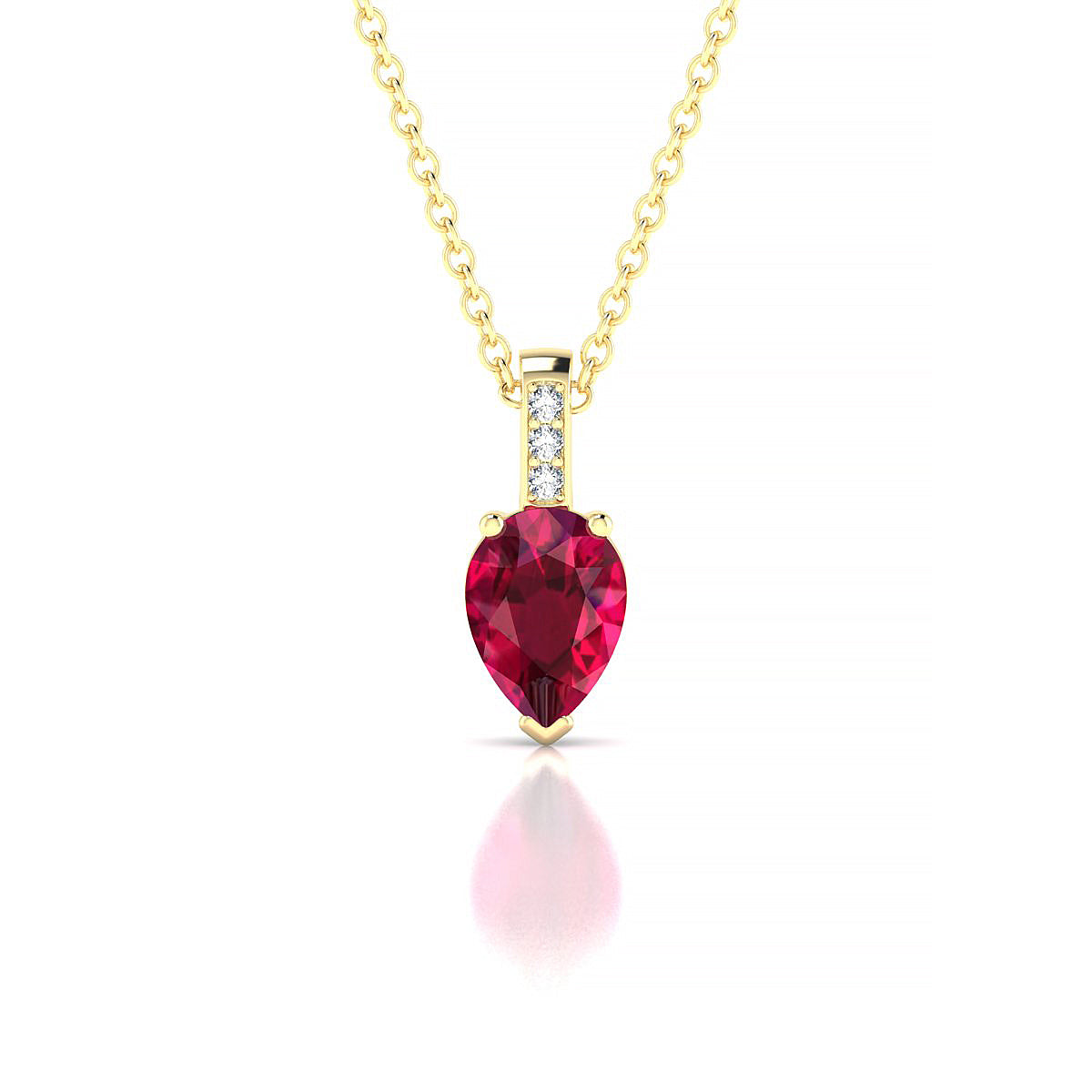 Exquisite | 18k Yellow Gold 7 x 5 mm Pear Ruby Pendant