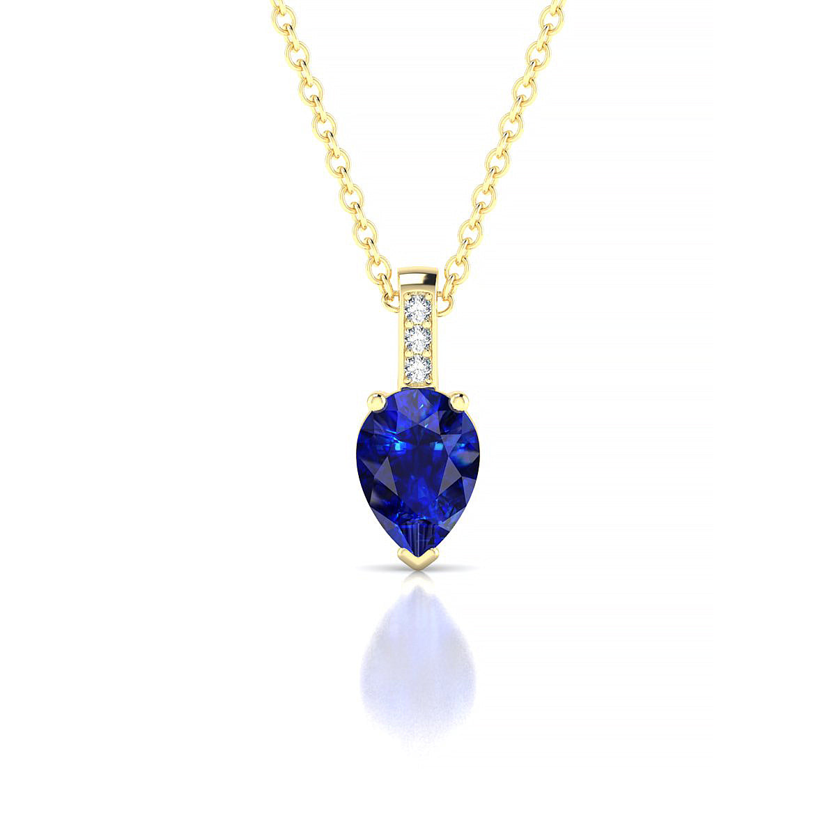 Exquisite | 18k Yellow Gold 7 x 5 mm Pear Sapphire Pendant