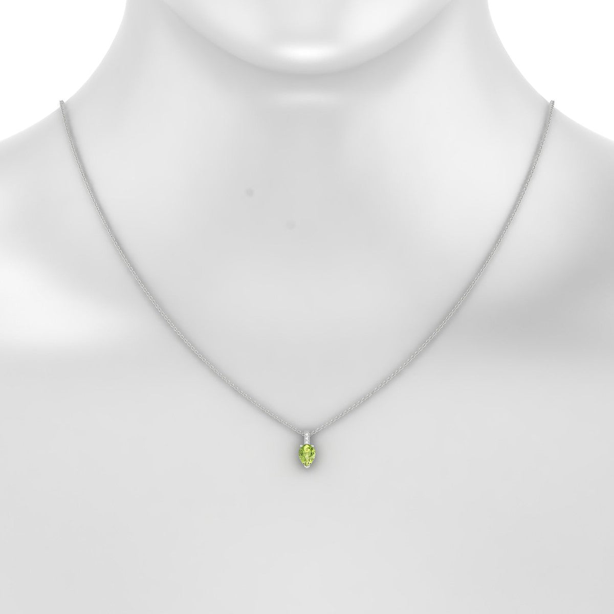 Exquisite | 18k White Gold 7 x 5 mm Pear Peridot Pendant