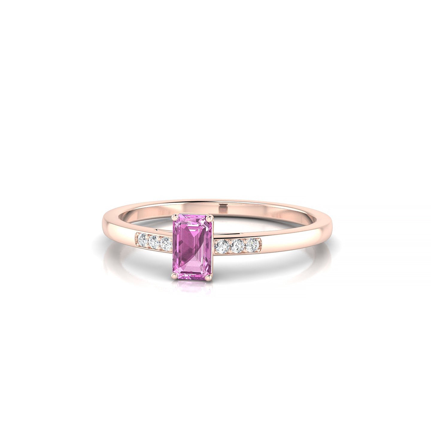 Exquisite | 18k Rose Gold 5 x 3 mm Emerald Pink Sapphire Ring
