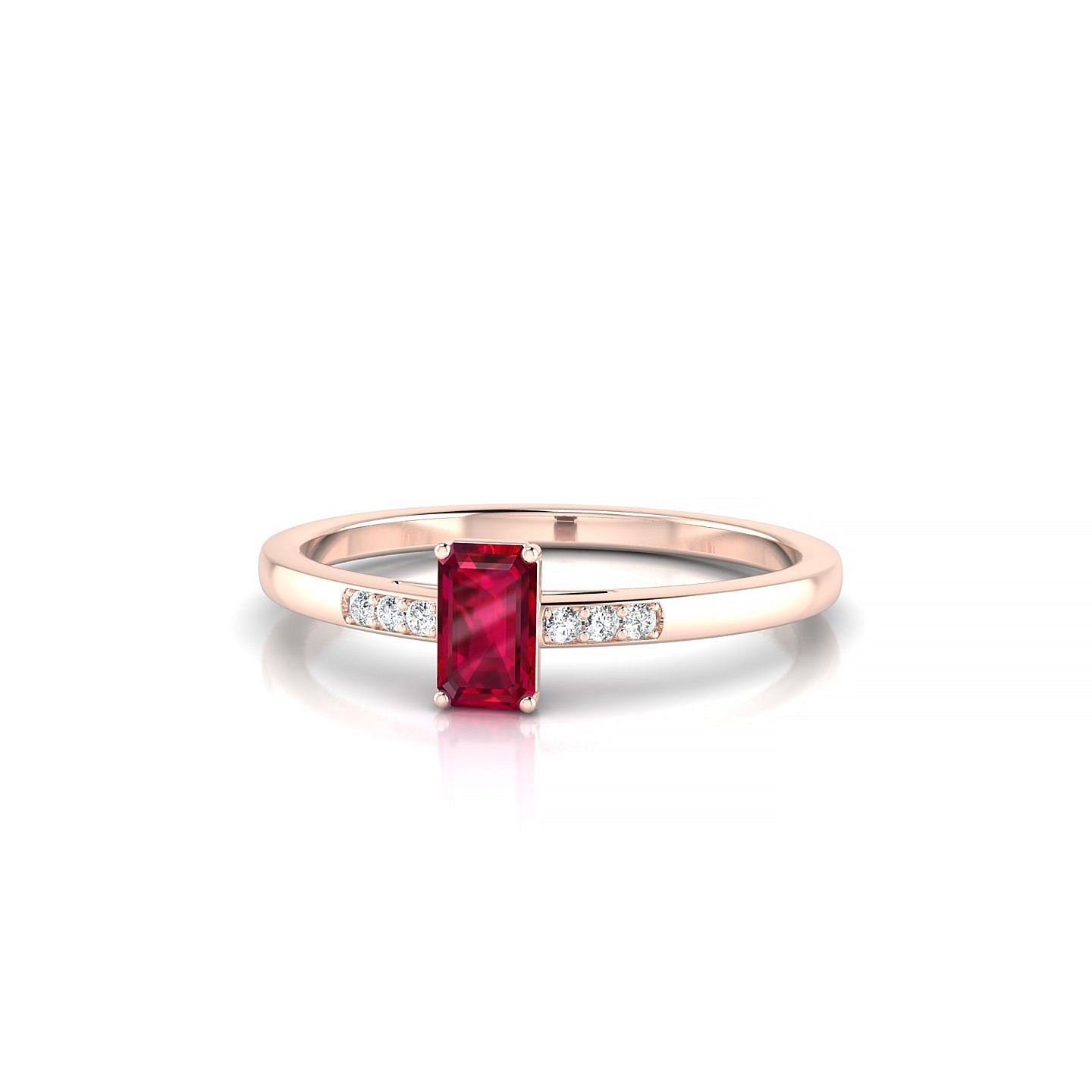 Exquisite | 18k Rose Gold 5 x 3 mm Emerald Ruby Ring