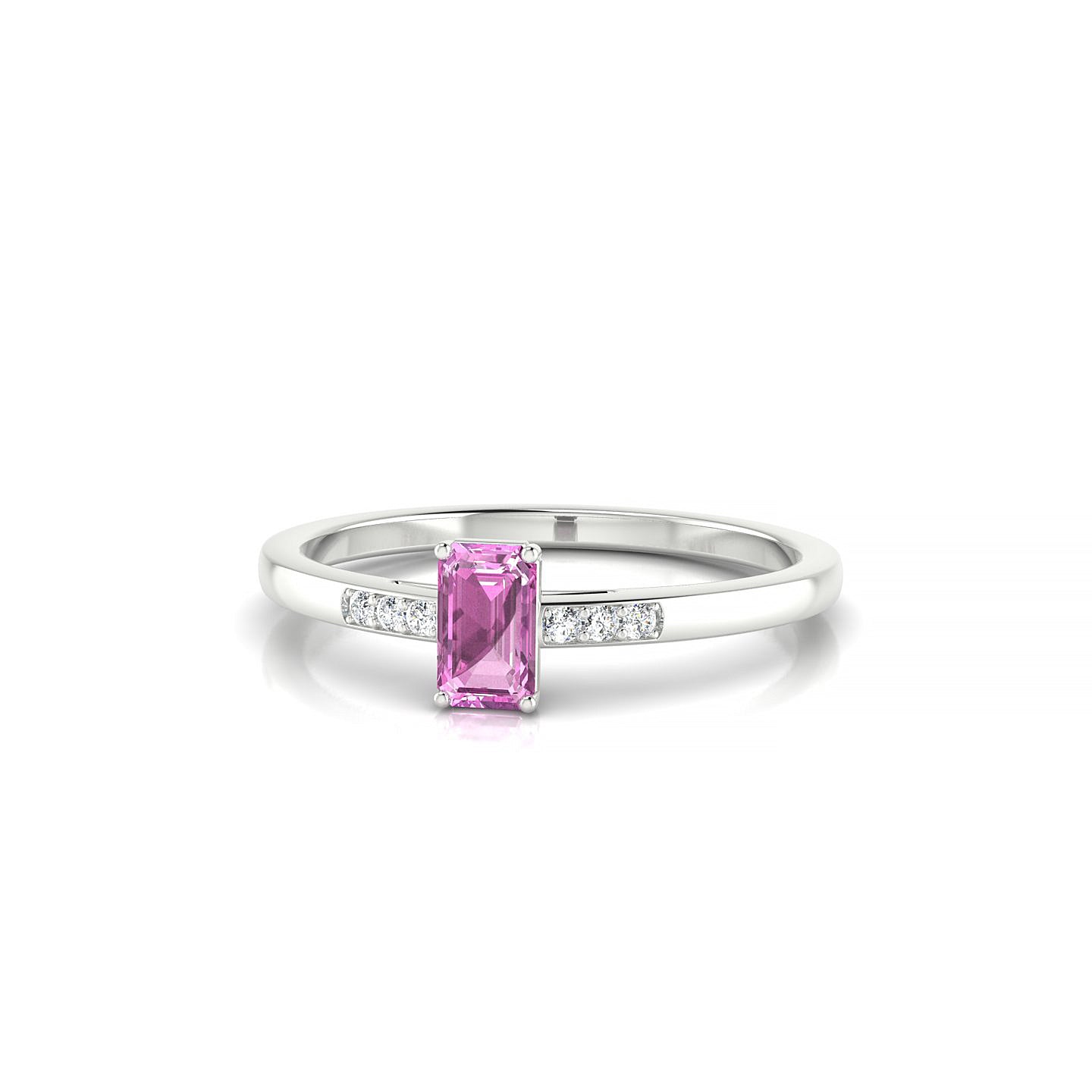 Exquisite | 18k White Gold 5 x 3 mm Emerald Pink Sapphire Ring