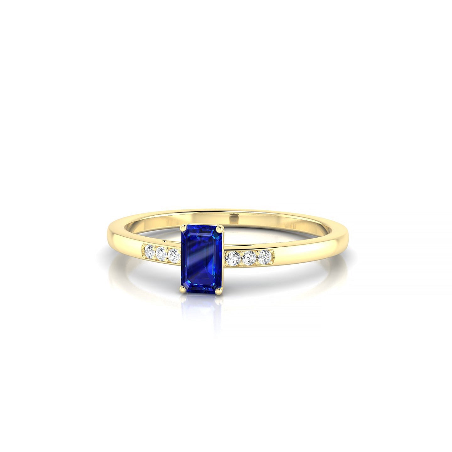Exquisite | 18k Yellow Gold 5 x 3 mm Emerald Sapphire Ring