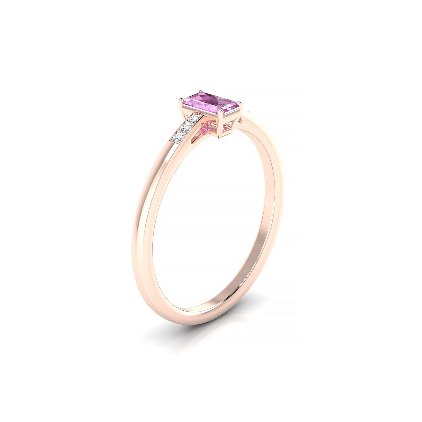 Exquisite | 18k Rose Gold 5 x 3 mm Emerald Pink Sapphire Ring