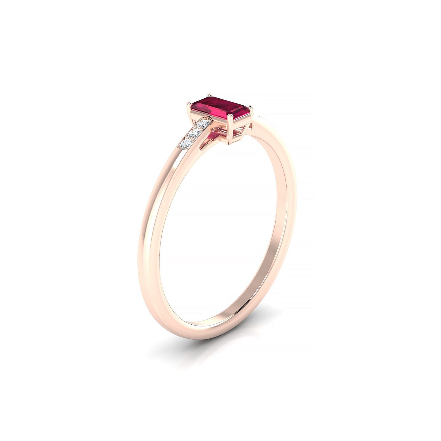 Exquisite | 18k Rose Gold 5 x 3 mm Emerald Ruby Ring