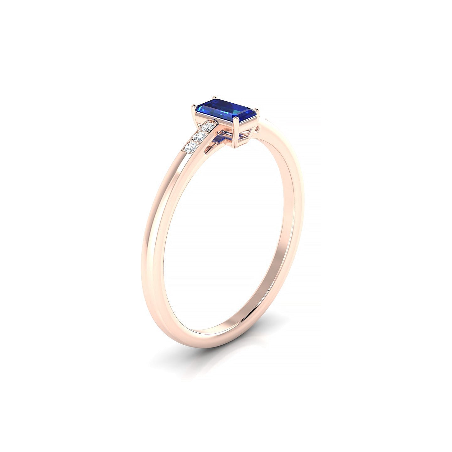 Exquisite | 18k Rose Gold 5 x 3 mm Emerald Sapphire Ring