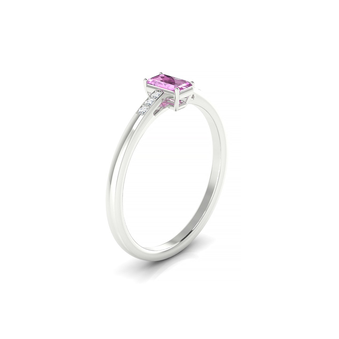 Exquisite | 18k White Gold 5 x 3 mm Emerald Pink Sapphire Ring