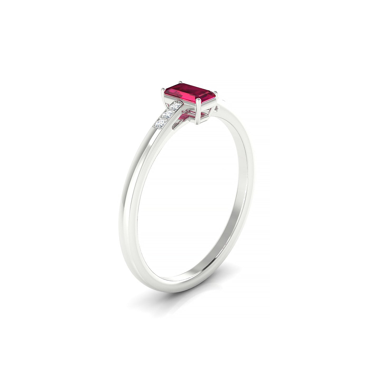 Exquisite | 18k White Gold 5 x 3 mm Emerald Ruby Ring