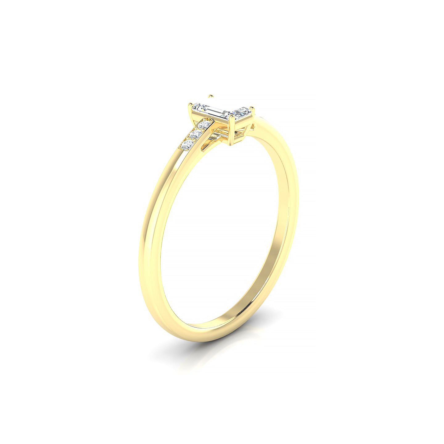 Exquisite | 18k Yellow Gold 5 x 3 mm Emerald Diamond Ring