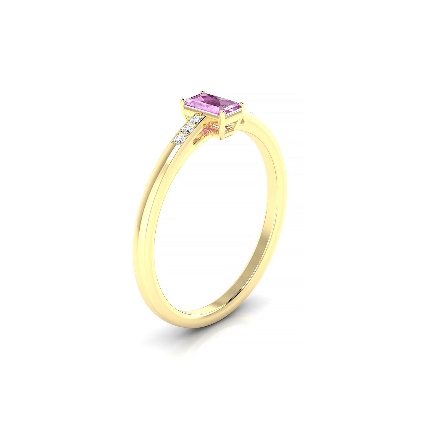 Exquisite | 18k Yellow Gold 5 x 3 mm Emerald Pink Sapphire Ring