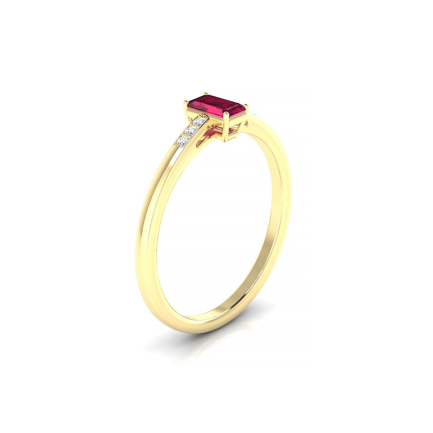 Exquisite | 18k Yellow Gold 5 x 3 mm Emerald Ruby Ring