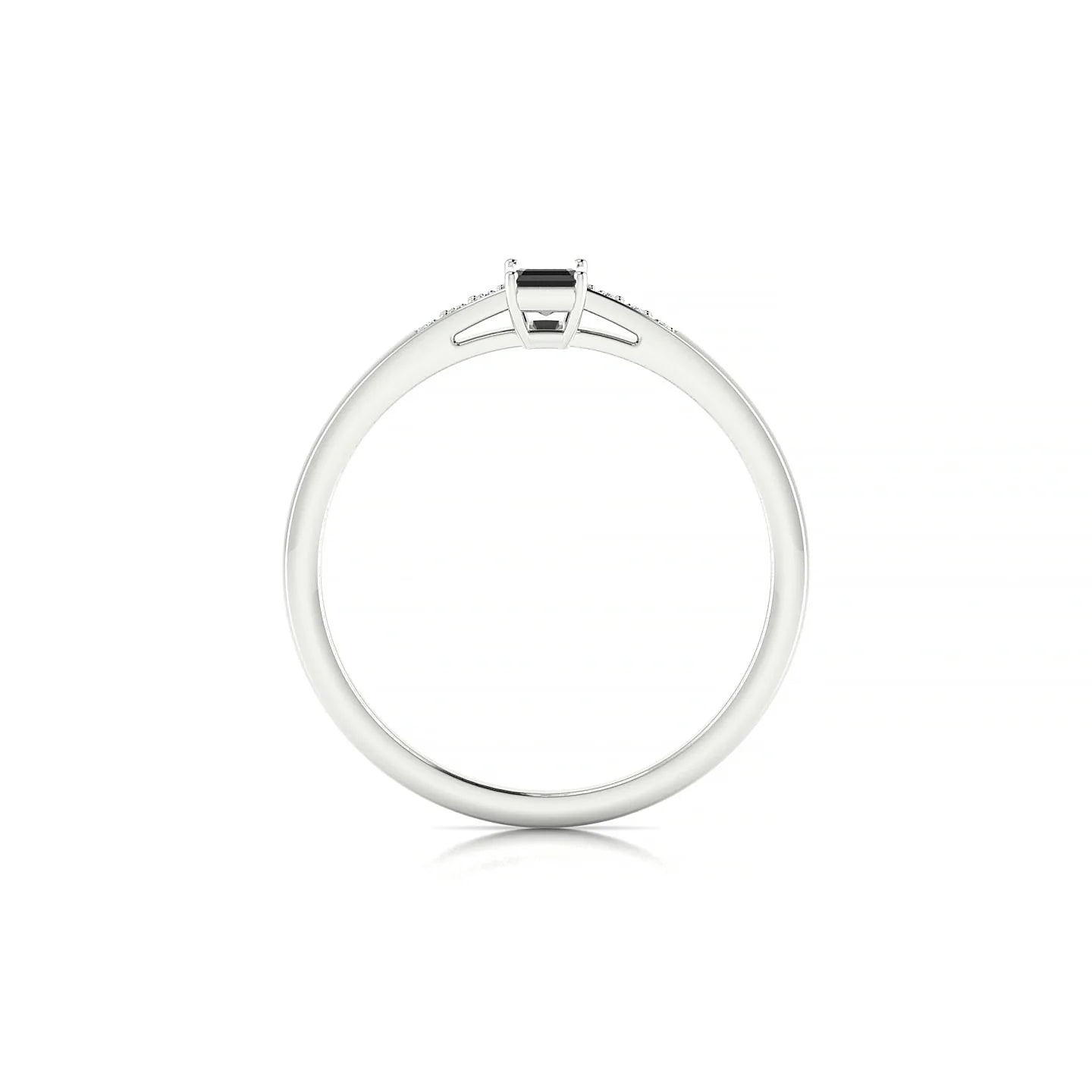 Exquisite | 18k White Gold 5 x 3 mm Emerald Black Diamond Ring