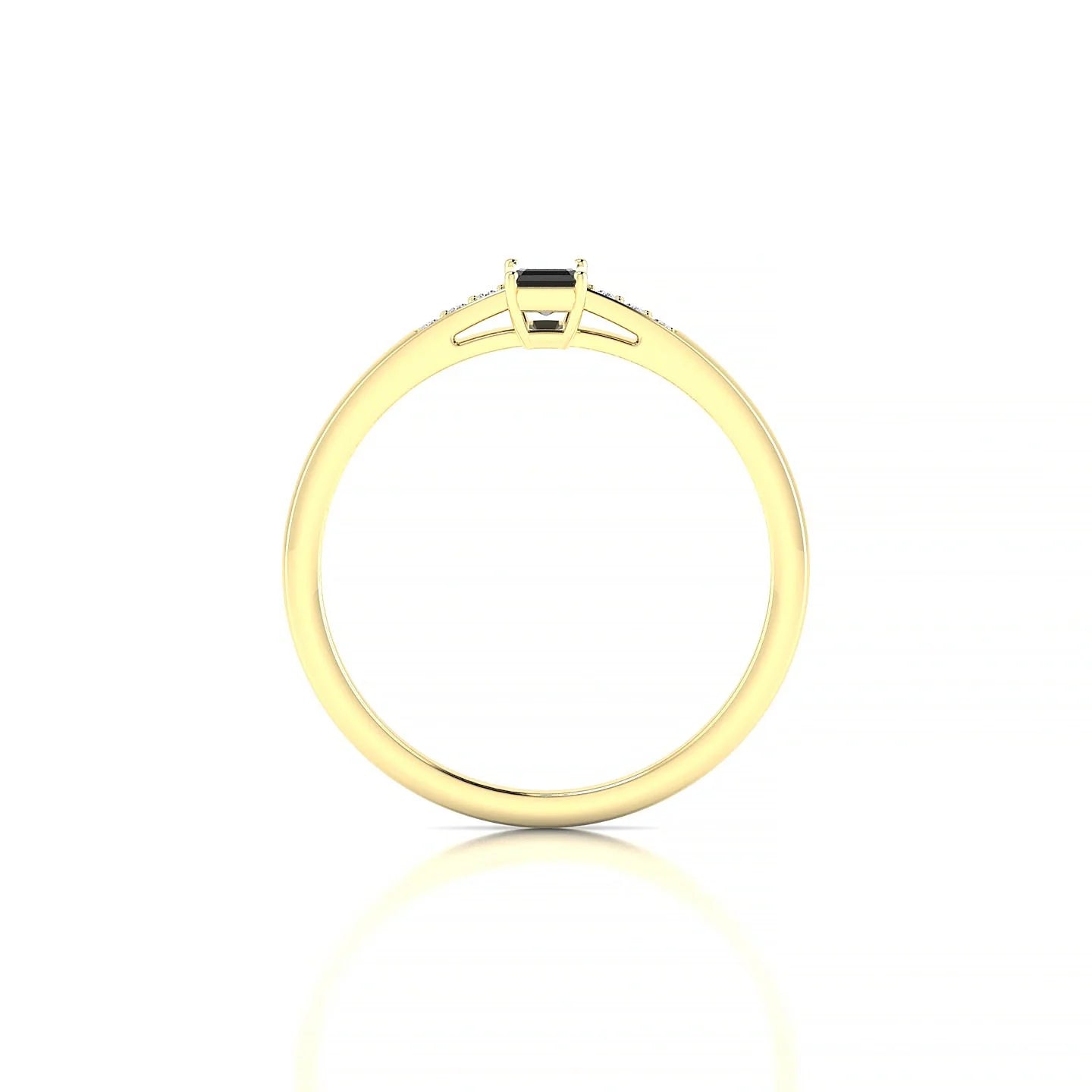 Exquisite | 18k Yellow Gold 5 x 3 mm Emerald Black Diamond Ring