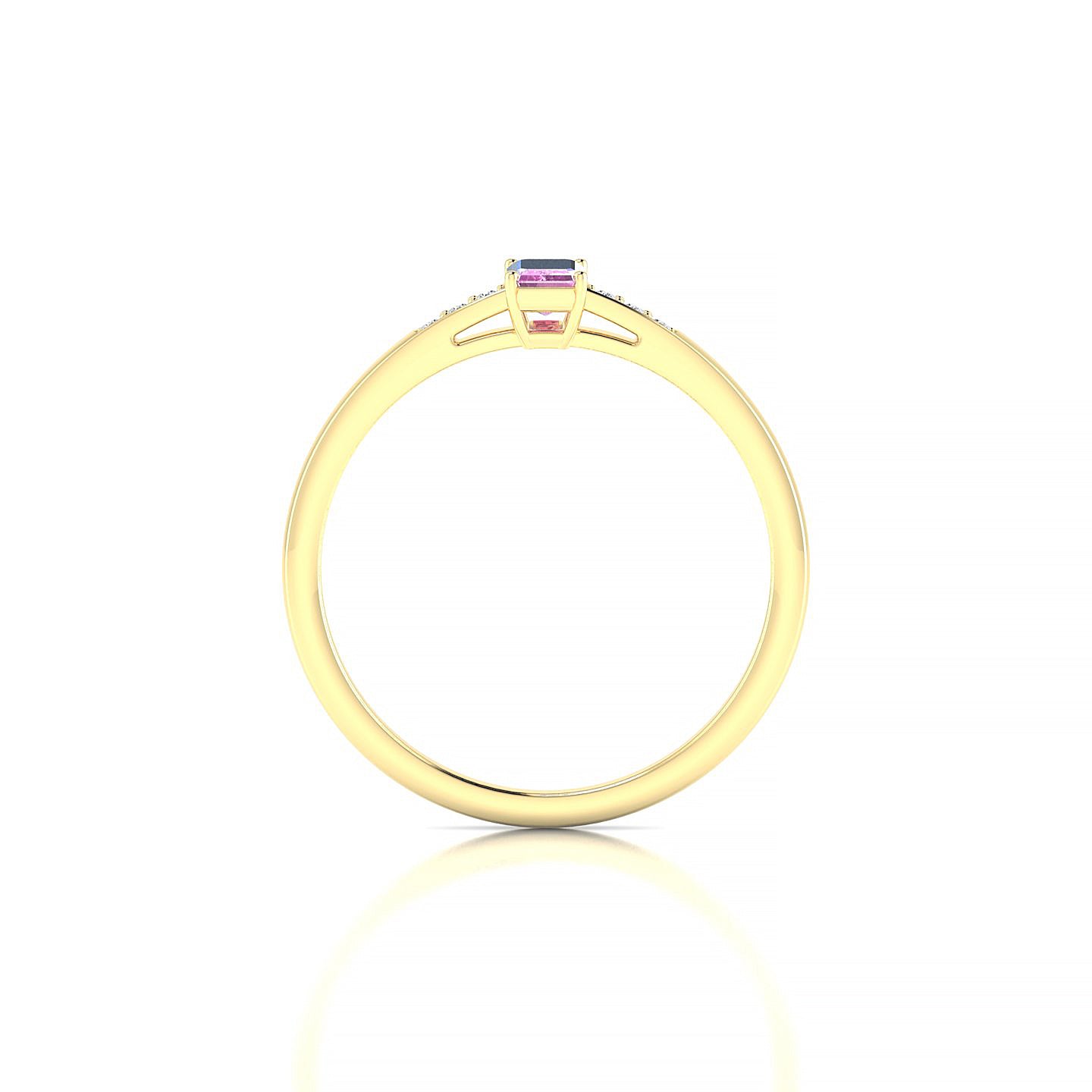 Exquisite | 18k Yellow Gold 5 x 3 mm Emerald Pink Sapphire Ring